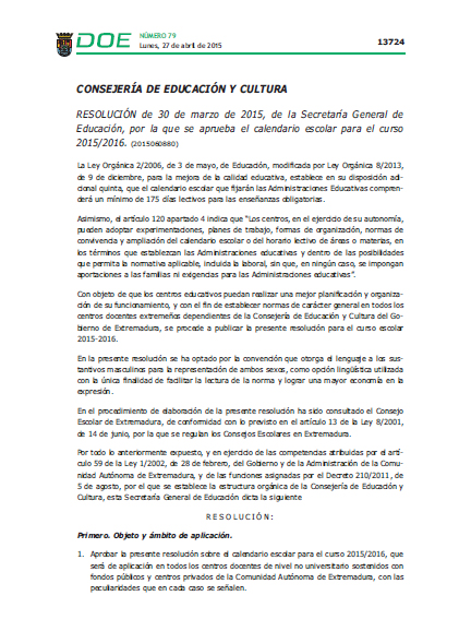 DOE CALENDARIO ESCOLAR